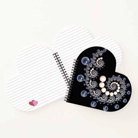 Ivory en Blue Pearl Heart Shaped Spiral Notitieboe Notitieboek (Binnen)