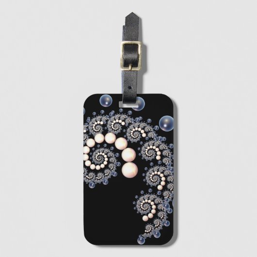 Ivory en Blue Pearl Spiral Bagagelabel (Voorkant (verticaal))