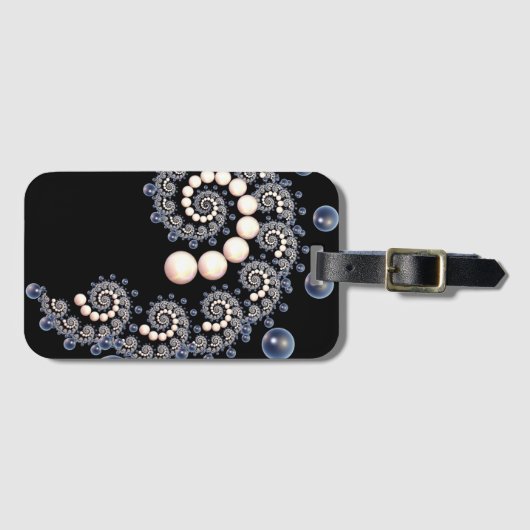 Ivory en Blue Pearl Spiral Bagagelabel (Voorkant (horizontaal))