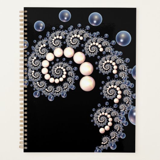 Ivory en Blue Pearl Spiral Planner (Voorkant)