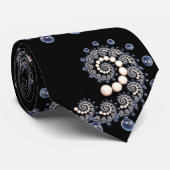 Ivory en Blue Pearl Spiral Stropdas (Opgerold)