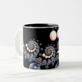 Ivory en Blue Pearl Spiral Two Tone Mok (Voorkant links)