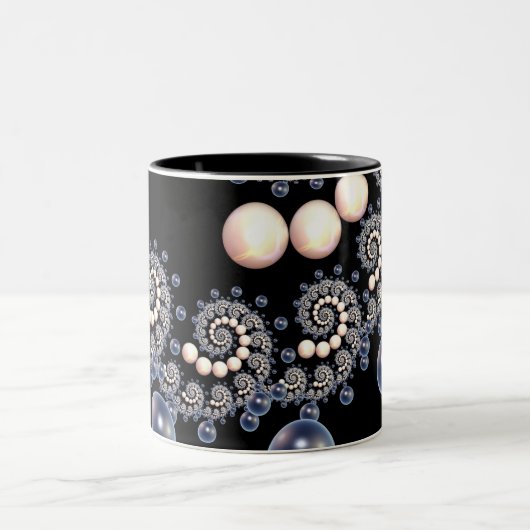 Ivory en Blue Pearl Spiral Two Tone Mok (Center)