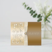 Ivory- en Bronze Floral RSVP-kaart RSVP Kaartje (Staand voorkant)