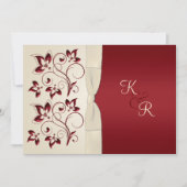 Ivory en Claret Monogrammed Invitation Kaart (Voorkant)