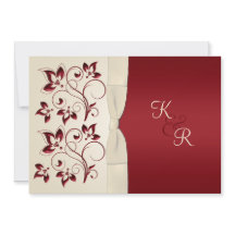 Ivory en Claret Monogrammed Invitation