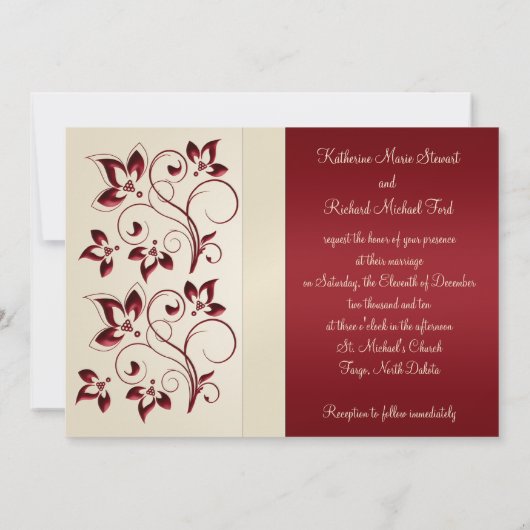 Ivory en Claret Monogrammed Invitation Kaart (Achterkant)