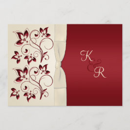 Ivory en Claret Monogrammed Invitation Kaart