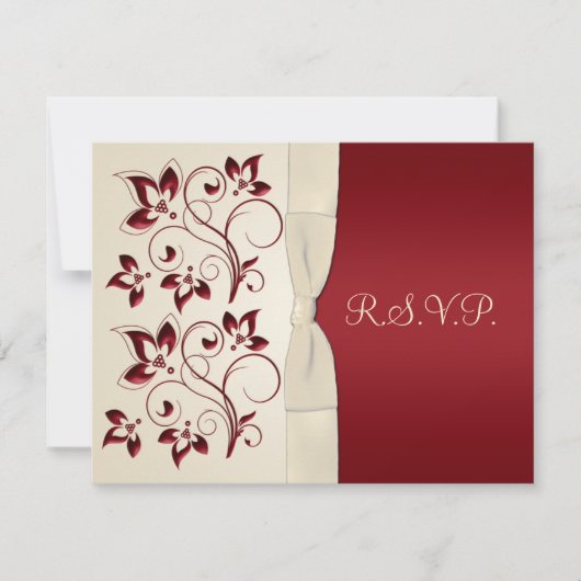 Ivory- en Claret RSVP-kaart RSVP Kaartje (Voorkant)