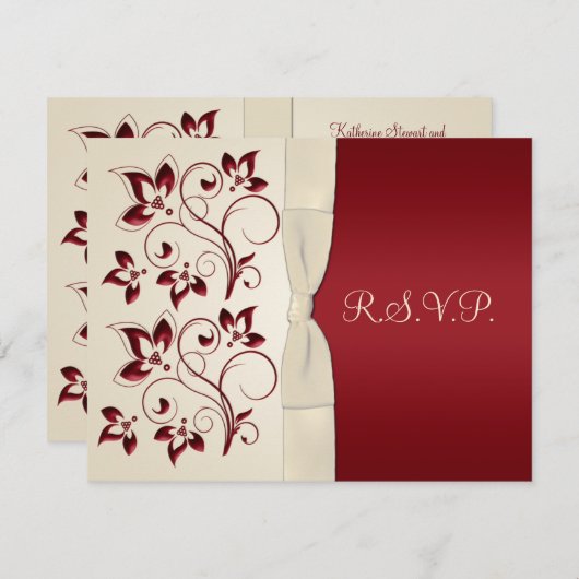 Ivory- en Claret RSVP-kaart RSVP Kaartje (Voorkant / Achterkant)