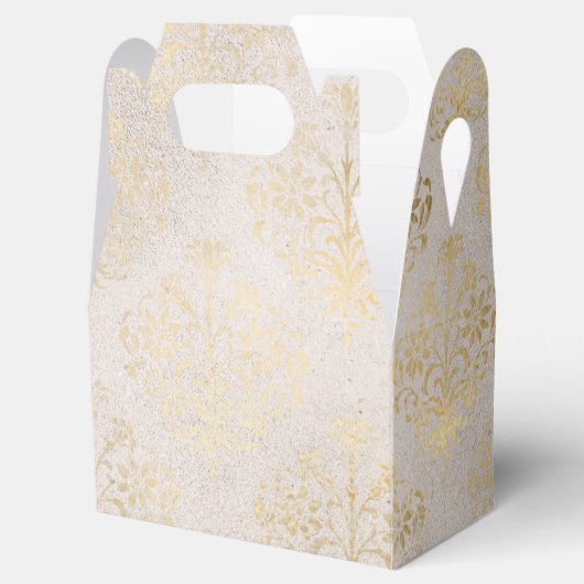 Ivory en Gold Grunge Distress Damask Bedankdoosjes (Geopend)