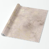 Ivory en Gold Grunge Distress Damask Cadeaupapier (Uitgerold)