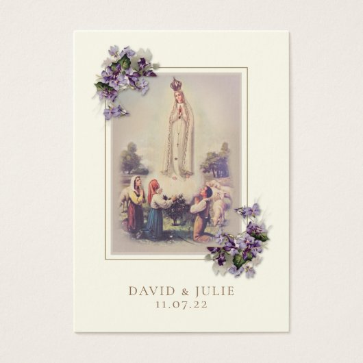 Ivory en goudkatholieke Fatima Wedding Prayer Visitekaartje (Voorkant)