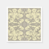 Ivory en Gray Floral Wedding Cocktail Napkins Servet (Voorkant)