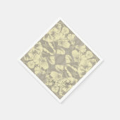 Ivory en Gray Floral Wedding Cocktail Napkins Servet (Hoek)