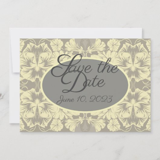 Ivory en Grijze platte vezel sparen de Datum Kaart (Voorkant)