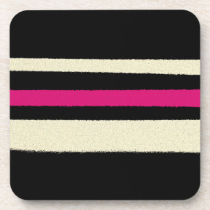 Ivory en Hot Pink Stripes Koelen Eenvoudig patroon Bier Onderzetter