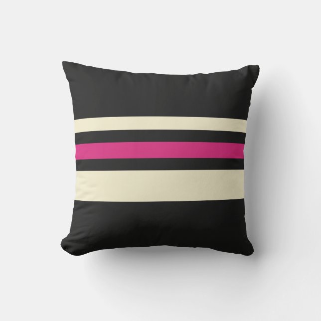 Ivory en Hot Pink Stripes Koelen Eenvoudig patroon Buitenkussen (Voorkant)