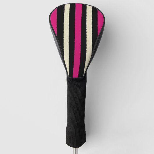 Ivory en Hot Pink Stripes Koelen Eenvoudig patroon Golfheadcover (Voorkant)