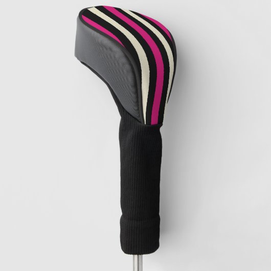 Ivory en Hot Pink Stripes Koelen Eenvoudig patroon Golfheadcover (Schuin)