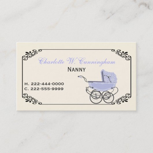 Ivory en Lavender Nanny Custom Visitekaartje (Voorkant)