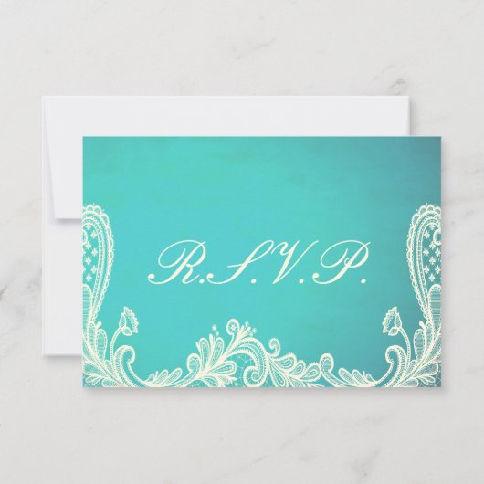  Ivory- en Mint Lace-responskaarten RSVP Kaartje (Achterkant)