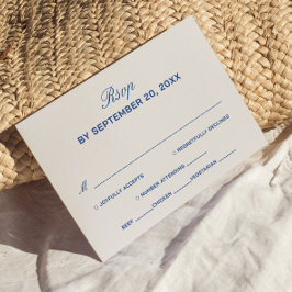 Ivory en Navy Blue Huwelijks RSVP Kaart
