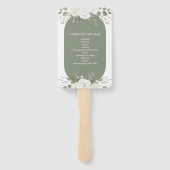 Ivory en Salie Elegant Bloemen Huwelijksprogramma Handwaaier (Achterkant)