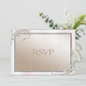Ivory en Satin RSVP Kaart (Staand voorkant)