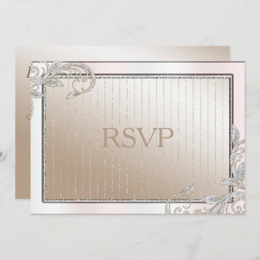 Ivory en Satin RSVP Kaart (Voorkant / Achterkant)