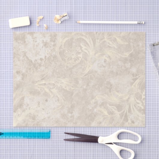 Ivory en White Damask Tissuepapier (Craft)