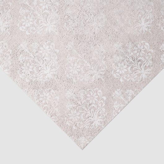 Ivory en White Damask Tissuepapier (Detail)
