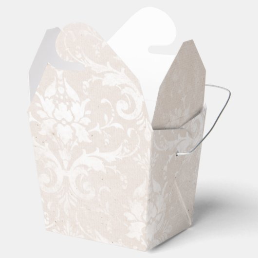 Ivory en White Grunge Distress Damask Bedankdoosjes (Geopend)