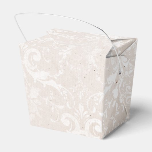 Ivory en White Grunge Distress Damask Bedankdoosjes (Achterkant)