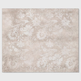 Ivory en White Grunge Distress Damask Cadeaupapier