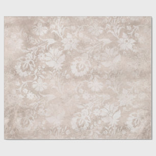 Ivory en White Grunge Distress Damask Cadeaupapier