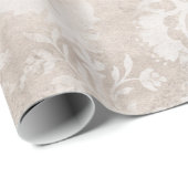 Ivory en White Grunge Distress Damask Cadeaupapier (Rol Hoek)