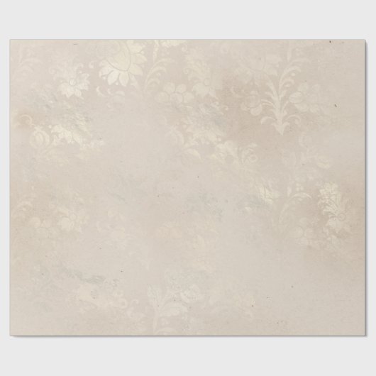 Ivory en White Grunge Distress Damask Cadeaupapier (Vlak)