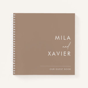 Ivory en Zand Modern Minimal Wedding Guest Book Notitieboek