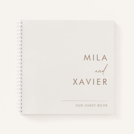 Ivory en Zand | Modern Minimal Wedding Guest Book Notitieboek (Voorkant)
