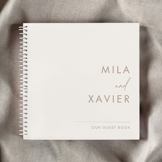 Ivory en Zand | Modern Minimal Wedding Guest Book Notitieboek
