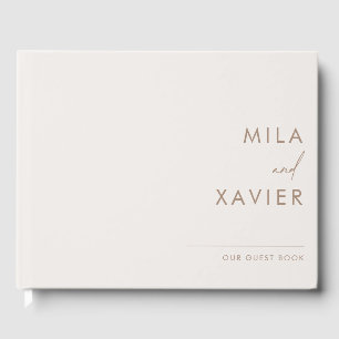 Ivory en Zand Modern Minimal Wedding Guestbook Gastenboek