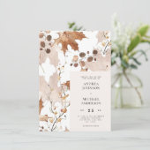 Ivory Fall laat foto QR code Alles in een bruiloft Kaart (Staand voorkant)