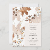 Ivory Fall laat foto QR code Alles in een bruiloft Kaart (Voorkant)