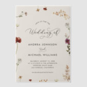 Ivory Fall Wildflowers Autumn Wedding Vellum Uitnodigingen (Voorkant)