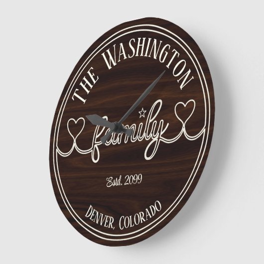 Ivory Family Script op houten effect achtergrond Grote Klok (Hoek)