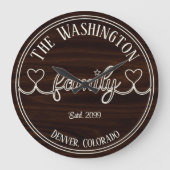 Ivory Family Script op houten effect achtergrond Grote Klok (Voorkant)