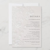 Ivory Faux Blind Embossed Arch Wedding Details Kaart (Voorkant)