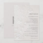 Ivory Faux Blind Embossed Arch Wedding Details Kaart (Voorkant / Achterkant)