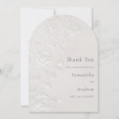 Ivory Faux Blind Embossed Arch Wedding Thank You Kaart (Voorkant)